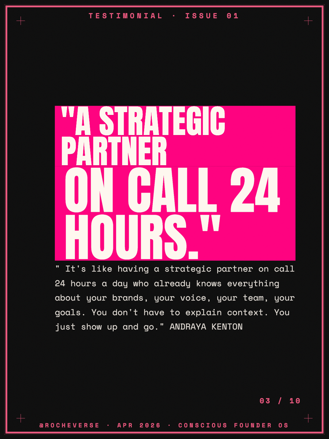 Conscious Founder OS — Testimonial slide 3